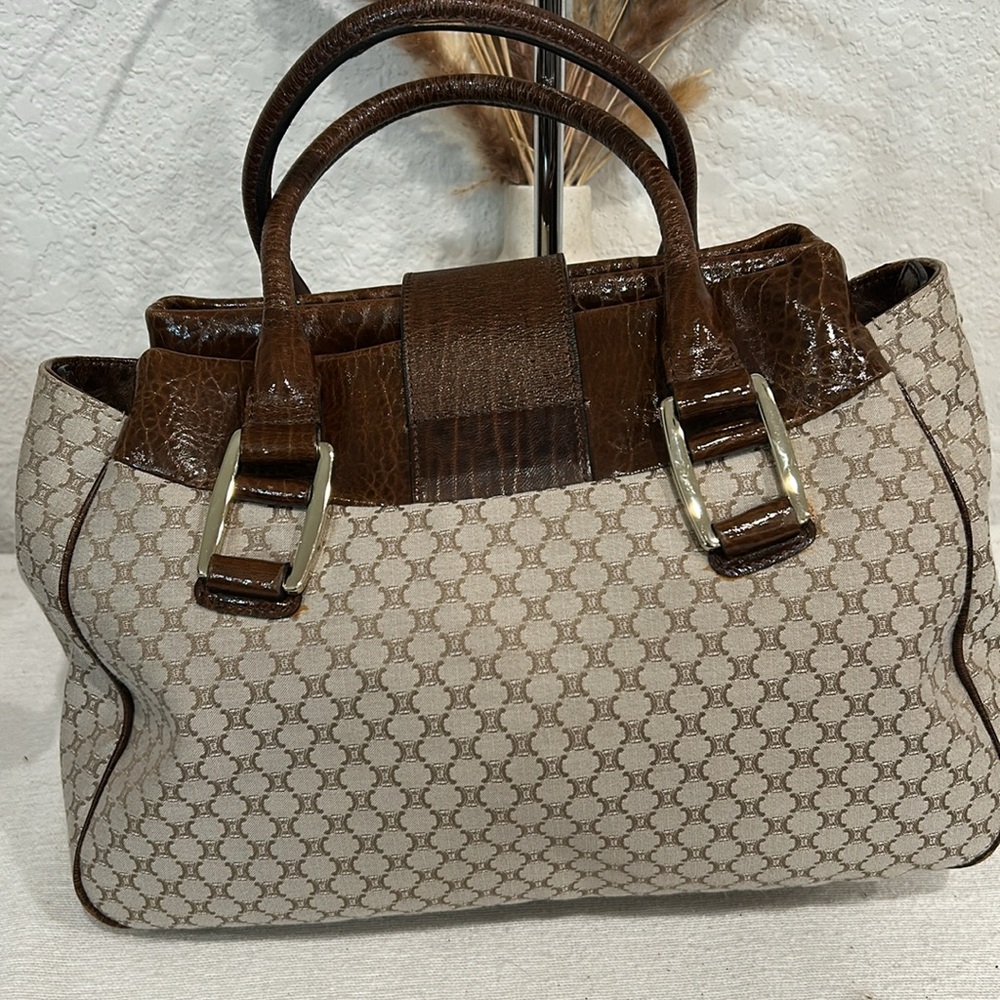 Auth Celine Macadam Pattern Canvas x Leather 2WAY Crossbody Shoulder Handbag - Picture 5 of 17